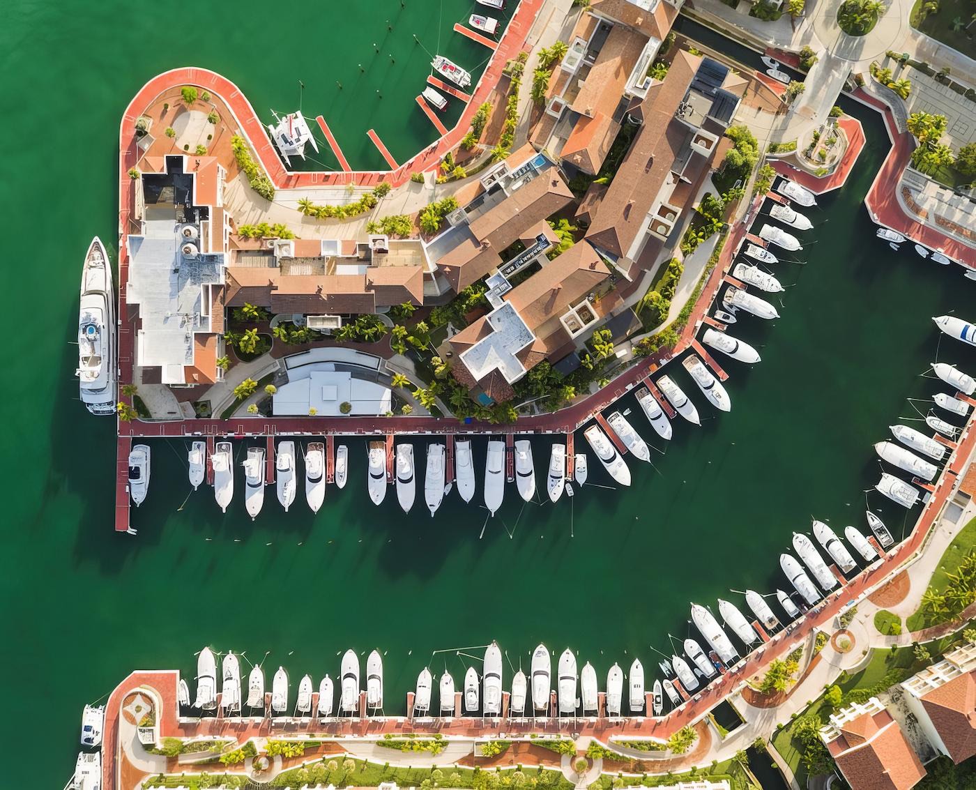 La marina de Cap Cana y su infraestructura común desde el aire